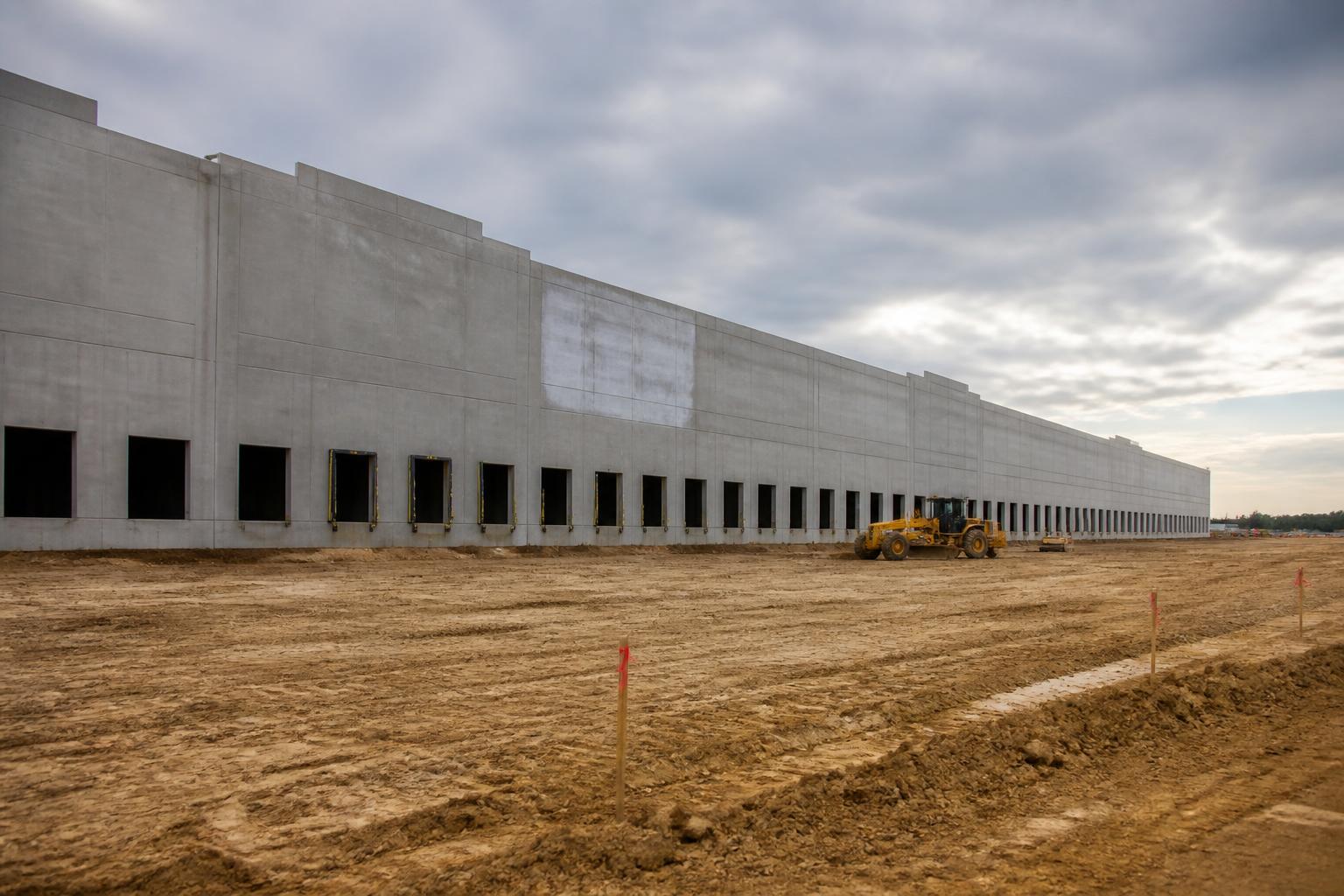 Loading docks and trailer court at a new industrial distribution center